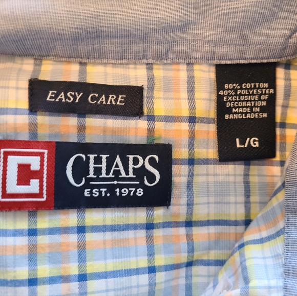 (991) Chaps Men's Classic Short Sleeve Button Down Shirt, Size: Large Checkered - Picture 9 of 14